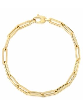 14K Solid Gold X Large Paperclip Chain Bracelet - 6.1mm wide